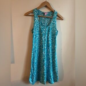 Lily Pulitzer Blue and White Lobster Seashell Print Sleeveless Tank Dress